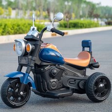 어린이 전기 삼륜 오토바이 삼륜차 세발 유아 전기차 충전식 원격 조종 장난감 배터리 자동차, 전기 구동, 1개, 표준형 해양청색단일 구동소