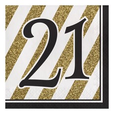 크리에이티브 컨버팅 블랙 앤 골드 16개입 종이 런치 냅킨 Creative Converting Black and Gold 16-Count Paper Lunch Napkins, 1개, 21번째 생일