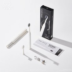 歐可麗 機能高效電動牙刷-白色 IP7X全機防水 專為亞洲人設計 換區提醒 超強30天續航力 一年保固 牙套適用, 1個, 電動牙刷+攜帶盒+刷頭x2, 白色