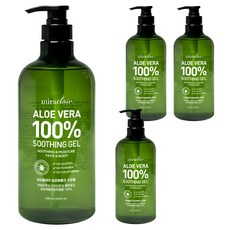 미라클레어 대용량 알로에베라 순도100% 무알콜 수딩젤 수분가득, 4개, 1L