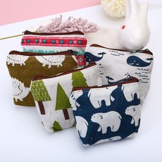 빈티지 린넨 동전 지갑 미니 파우치 손지갑 작은