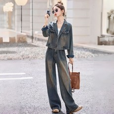 여성투피스 여성세트 청자켓 + 청바지 데님자켓 데님 팬츠 ZBW26011250 61
