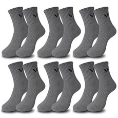 발렌티노크리스티 면95% 바닥 도톰한 러닝 조깅 이중 쿠션 스포츠양말 중목 6켤레, 그레이, 1개
