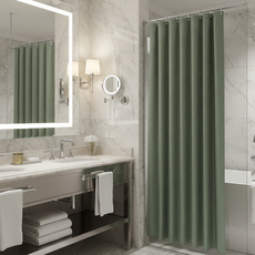 바이빈이 욕실 패브릭샤워커튼 방수, 1세트, 내추럴그린