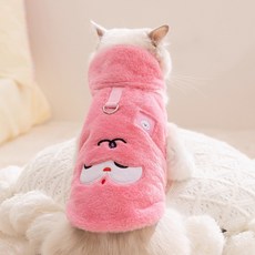 투니스 반려동물 퍼 민소매 조끼 양면 착용 가능 목도리 포함, 핑크, 1개