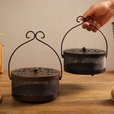 無品牌 鐵藝蚊香爐 薰香爐 室內家用 金屬懸掛香爐, 升級款 復古式蚊香爐 ,精品* 普通款蚊香爐  2個裝