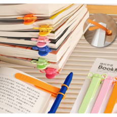 실리콘 북마크 북스토퍼 펜 홀더 겸용, 1세트, 그린+핑크+오렌지