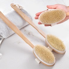 約翰家庭百貨 豬鬃毛沐浴刷 親膚長柄設計 可拆卸兩用洗澡按摩刷, 1個