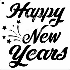 Happy New Years 簍空模板 繪畫模版 蝶古巴特diy 型染版, 1個, ST-CU1-0604