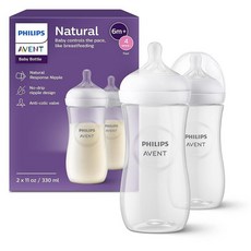 141163 Philips Avent 천연 반응 젖꼭지가 있는 아기 젖병 바다 디자인 266ml(9온스) 4팩 SCY903/68, 325.3ml(11온스), 투명