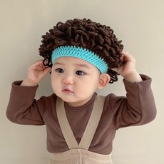 寶寶假髮造型帽 兒童搞笑卷髮頭套 網紅嬰幼兒可愛拍照道具