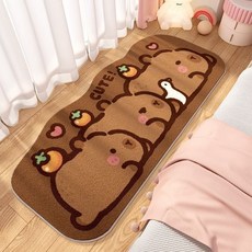 XCAO 캐릭터 카피바라 소녀 캐시미어 러그 침실 침대 옆 인테리어 카펫 스틱 내마모성 매트 쿠션
