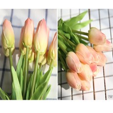 튤립 조화 한송이 복숭아 조화부케 인조꽃