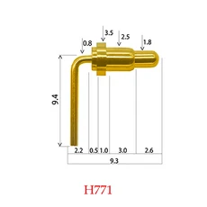 1조각 벤딩 안테나 상단 핀 포고 스프링 커넥터 도금 전류 골드 90도 테스트 프로브, 06 H771