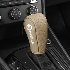새로운 가죽 자동차 기어 시프트 노브 커버 닛산 Qashqai X-Trail T32 Juke J10 Kicks Tiida Altima 용 미, 03 1pc-beige-
