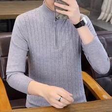 투니스 남성 반집업 반폴라 긴소매 니트 스웨터
