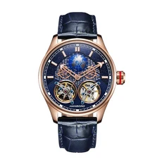 HANBORO 남자 시계 망 럭셔리 방수 빛나는 기계식 손목 Hollout 아웃 다이얼 플라이 휠 무브먼트, 01 mens watches 7