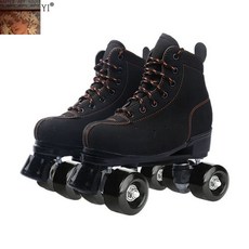 발광 그래피티 롤러스케이트 고급형 롤라 블랙휠 롤러슈즈, 블랙 가죽-블랙 바퀴, 1개