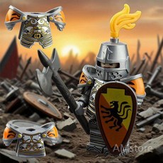 중세 나이트 기사단 18종 블록 조립 피규어 사자 드래곤 크라켄 창병 기사, 비스트 8개