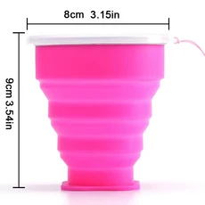 휴대용 실리콘 접이식 컵 누수 방지 커버 포함 200ml 공간 절약형 머그잔 텔레스코픽 물병 캠핑 하이킹, 02 pink