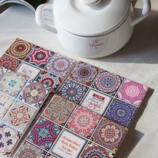 북유럽 논슬립 페르시안 사각 냄비받침 4style, 해피, 1개