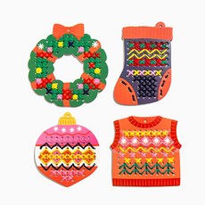 크리스마스 스티치키트 바느질놀이 오너먼트 4종세트, 옵션, 1개