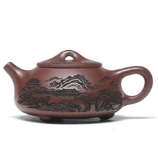 宜興紫泥手工紫砂壺山景石瓢茶壺專用, 1個, 1L, 原礦紫泥:如圖所示