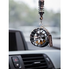 차량용장식소품 룸미러 타이어 휠 펜던트, 1개, TE37 블랙 레드 브레이크 퍼플 충격