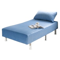 [2500조 판매돌파] 브라보가구 단면 매트리스 일체형 침대, 블루(벨로아)