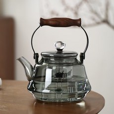 臺灣出貨 煙灰色玻璃提樑壺 家用高硼硅玻璃蒸煮一體花茶壺 可加熱燒水壺, 如意行空提梁壺煙灰星空, 1個