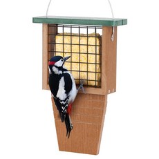 Gtongoko 외부 걸이용 재활용 플라스틱 수트 새 모이통 꼬리 소품이 있는 딱따구리 수풀 피더 홀더 1팩 그린105102, 1