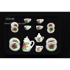 隨草憶境（套件組SC0146）迷你陶瓷茶具組，可開蓋茶壺，精緻上釉微縮食玩模型, 1個, 一組入（全套,★促銷★）