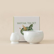 梅花雅韻 陶瓷抹茶碗七件套 茶筅專業套組 日式打抹茶工具, 梅花白色兩件套, 1個