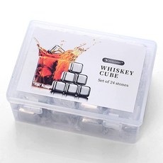 음료용 재사용 가능한 스테인리스 스틸 아이스 큐브 12팩 - 금속 위스키 스톤 높은 냉각 기술 위스키 보드카 리큐어 와인 음료 주스 또는 소다용 12개 팩 (12팩, 실버 24팩