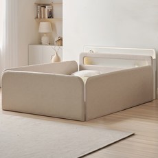 국내제작 인홈 허그미 LED 저상형침대 +독립스프링 매트리스 포함, 내추럴 가드형D