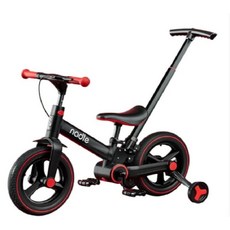 Nadle S900 四合一平衡腳踏車 後推腳踏車 可折疊 學步車 滑步車 輔助輪, 1個, 紅色(聯繫客服送護具), 12吋