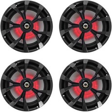 록빌 Rockville 번들 4 RKL80MB 8인치 900와트 블랙 양방향 해상 보트 스피커 LED 포함 4개 품목