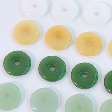 옥 원형 도넛 아크릴 비즈 전통 키링 만들기 공예 재료 구슬 구멍 큰 악세사리 부자재 원석, 2. 옐로우