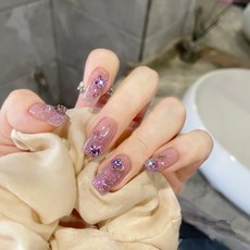 유니스뮬라 네일팁 퍼플 나비 글리터 오로라 롱팁 U138, 1개, 보라색