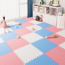데이희 매트 발코니 놀이방 층간소음 바닥 거실, 1개, 화이트+핑크+블루그레이