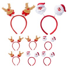 聖誕節玩偶彈簧造型髮箍, 馴鹿 4入+聖誕老人 4入