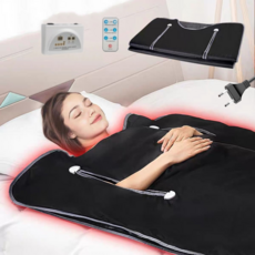 Mochae 접이식 전신 사우나 찜질기 원적외선 전기 온열찜질기 개인 사우나 전신찜질 1인용 가정용 해독 수분 배출 스파 매트 건식 홈 사우나 선물, 블랙