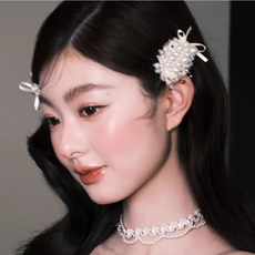 즘콩 웨딩헤어장식 헤어핀 진주 머리 띠 목걸이 셀프 브라이덜 샤워 촬영