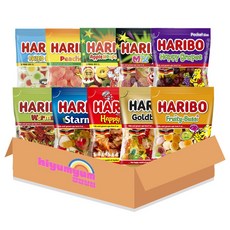 하리보젤리 모음 10종 (골브베렌+해피콜라+해피그레이프+스타믹스+프루티부시+웜즈+피치스+믹스사우어+애플후프사우어+계란프라이모양) 940g, 1개, 하리보 젤리 세트 10종