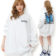 통통마녀 ] 버터플라이 박스 맨투맨 4 컬러 4XL /오버사이즈 [ 기모 포함 판매 ]