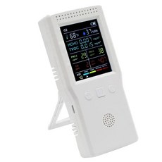 공기질 모니터 9 in 1 포름알데히드 감지기 실내 온도 및 습도 CO2 측정기 PM2.5 모니터 감지 흰색, 하얀색, 매립배관형