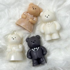 웨딩베어 SET 신랑신부캔들 클린코튼 신혼집인테리어소품 결혼 커플, 씨솔트, 화이트, 블랙