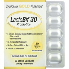 California Gold Nutrition LactoBeef 30 益生菌 300 億 CFU 素食膠囊, 1個, 60顆