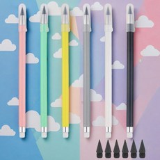 리빙준 깎지않는 슬림 무한연필 6P + 리필심 6P, 6종 세트