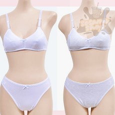 참깨샵 매쉬도트 주니어 2단계 A컵 브라팬티세트 키즈속옷세트